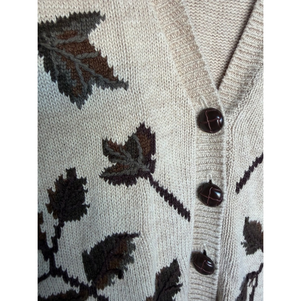Dressbarn Y2K 2000s Cottagecore Grandma Cardigan Beige Embroidered Sweater 18/20 - Picture 3 of 7
